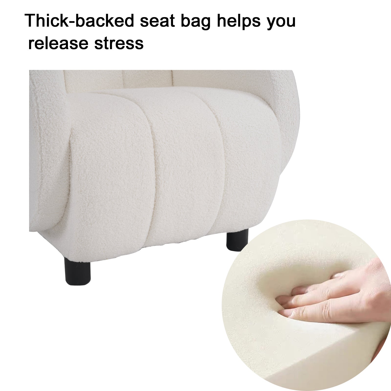 Modern Fabric Upholstered Armchair with Upholstered Reading Chair, Single Sofa, Living Room, Bedroom, Bed, Office Lounge Club Chair, Teddy Velvet