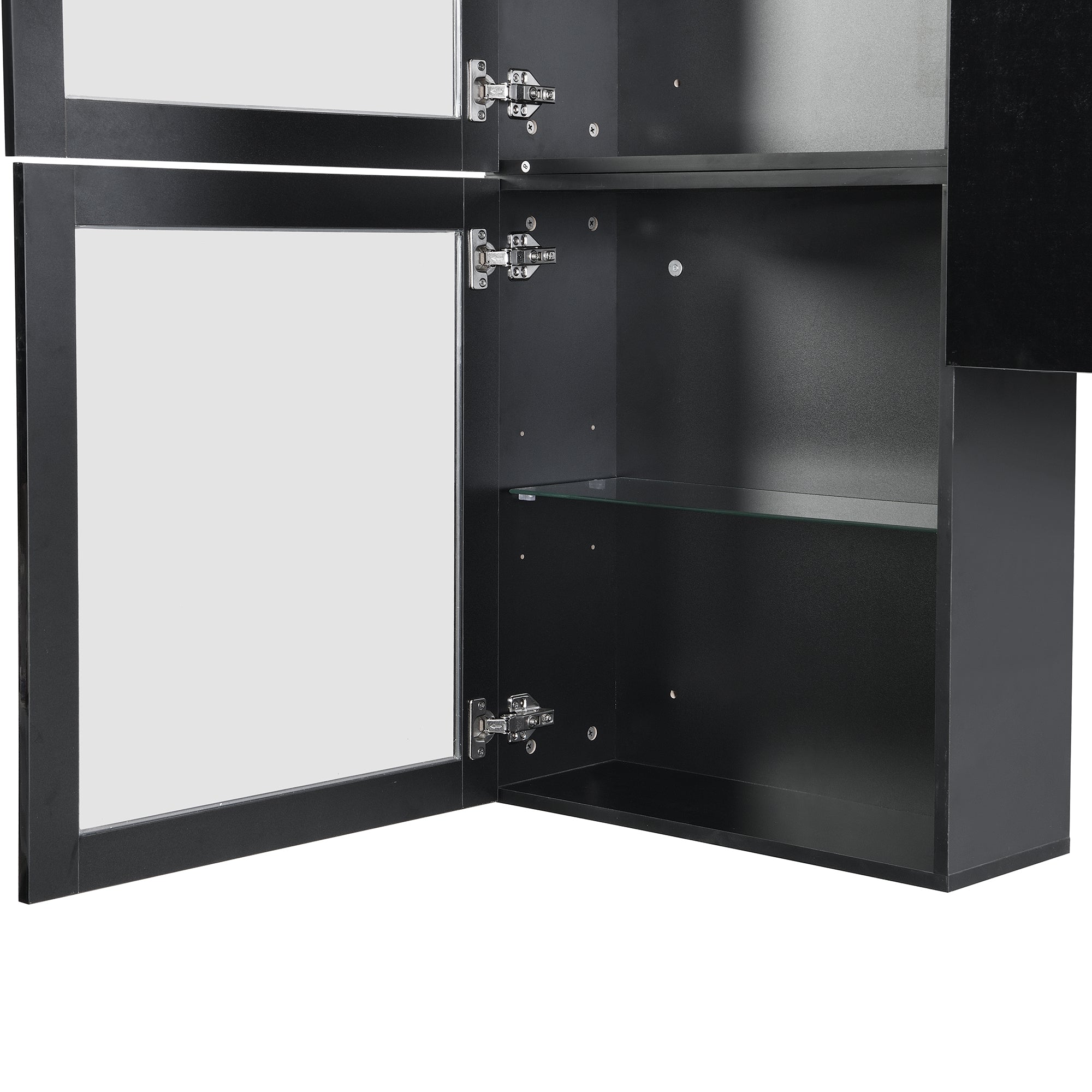 ON-TREND High Gloss TV Stand with Ample Storage Space, Media Console for TVs Up to 78", Versatile Entertainment Center with Wall Mounted Floating Storage Cabinets for Living Room, Black