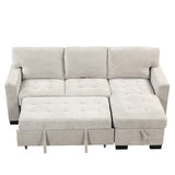 Light Gray Sectional with Storage Rack Pull-out Bed Drop Down Table  and USB Charger