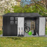 Metal garden sheds 10ftx8ft outdoor storage sheds Dark-grey with window