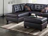 Contemporary Espresso Faux Leather Reversible 3pc Sectional