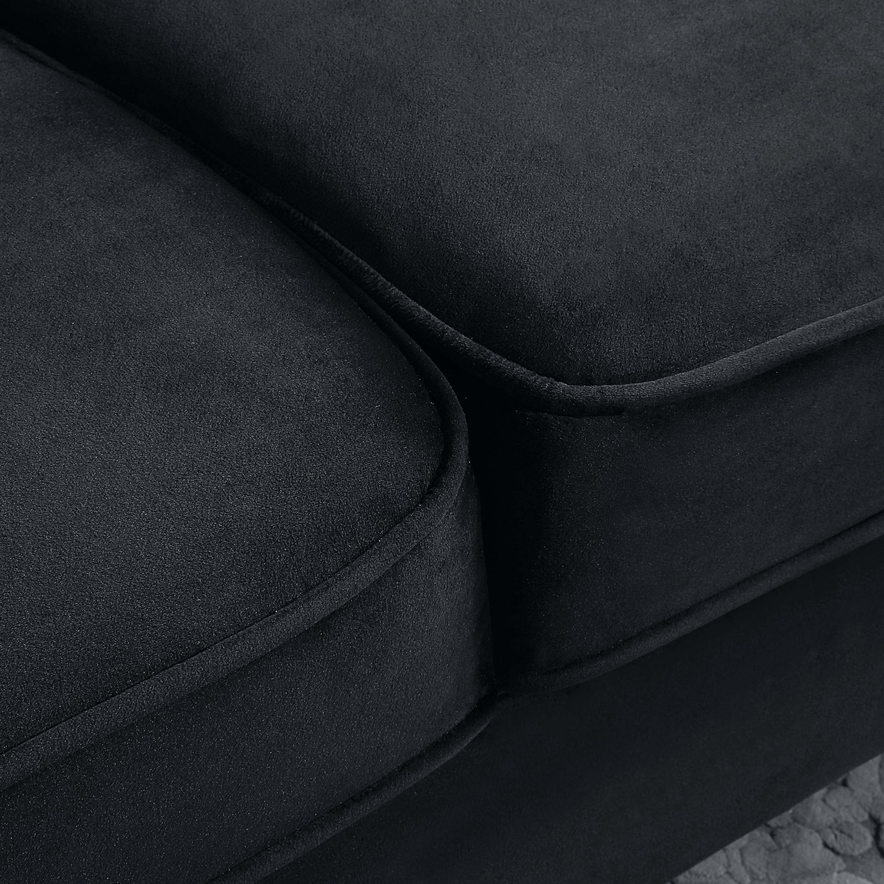 Velvet Sofa with Pillows and Gold Finish Metal Leg for Living Room