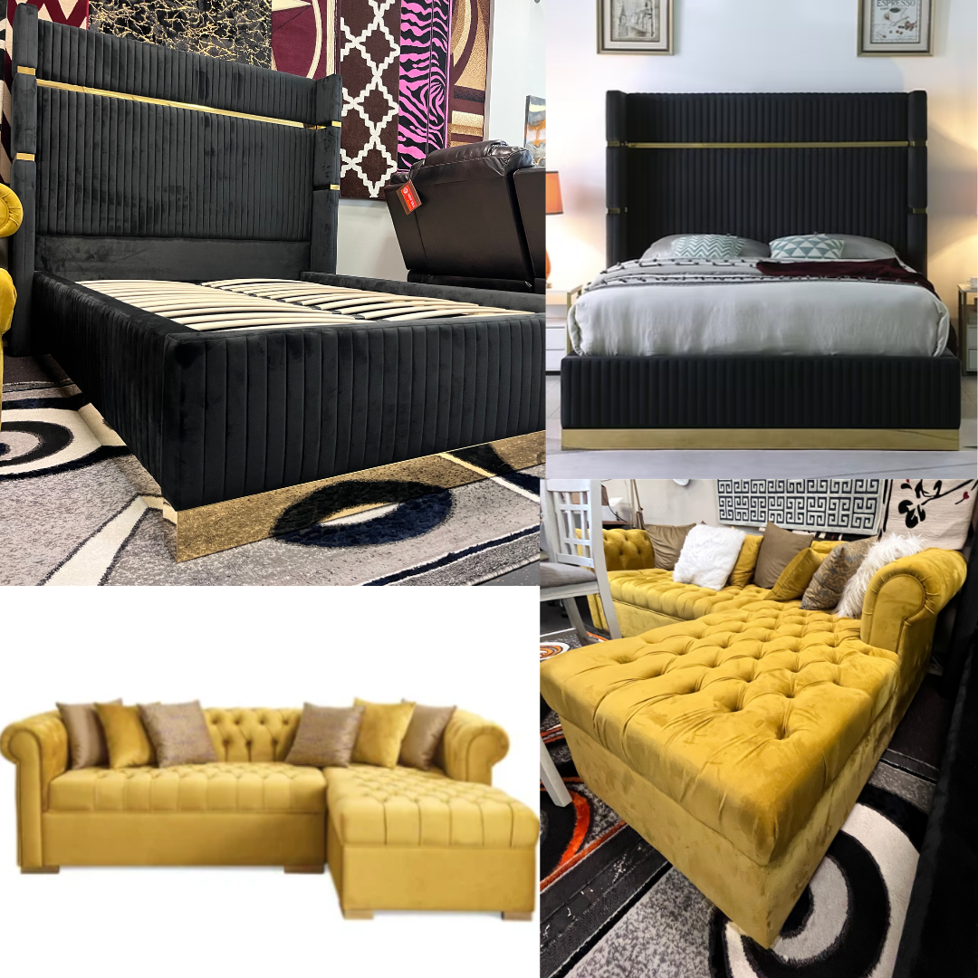 CONROE BLACK VELVET 2 ROOM PACKAGE