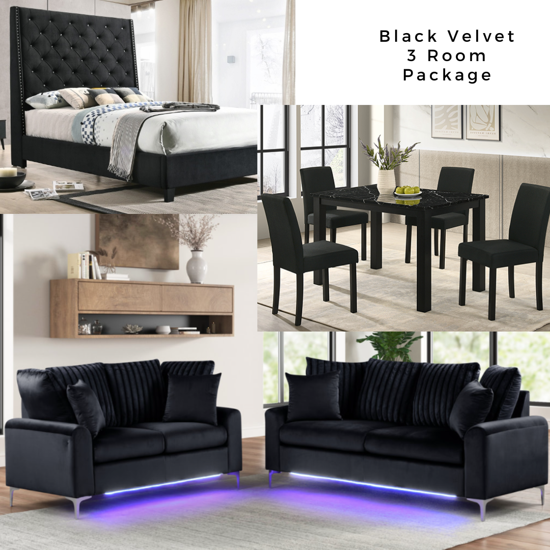 CYPRESS ELLA ALL BLACK 3 ROOM PACKAGE