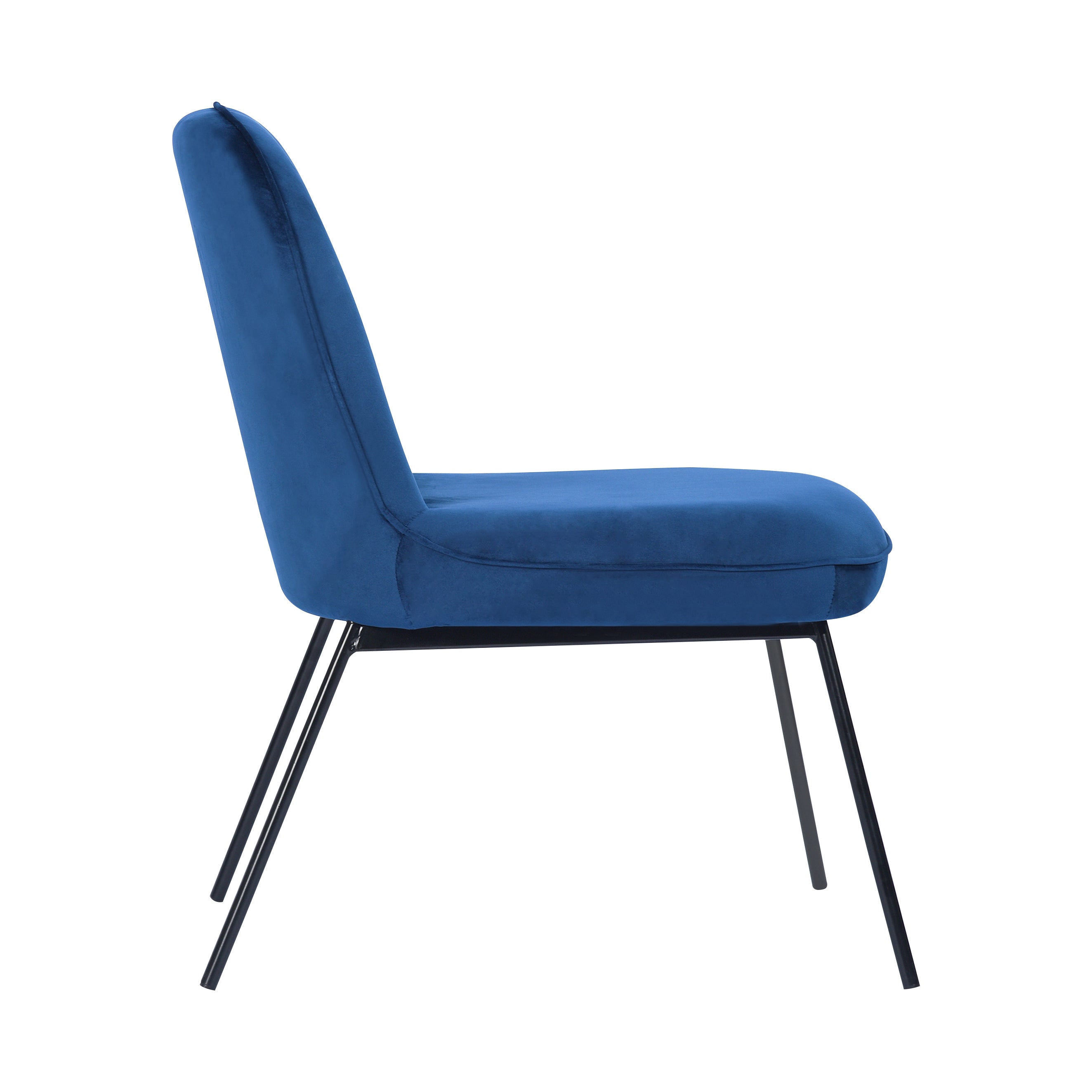 Set of 2 Accent Chair Soft Velvet Leisure Chair Upholstered Dining Chair with Backrest Armrest, Dark Blue