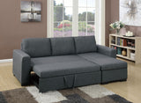 Blue Grey Reversible Chaise Storage Sofa Pull Out