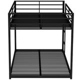 Full over Full Metal Bunk Bed, Low Bunk Bed with Ladder, Black(Old SKU:MF197034AAB)