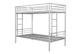 Metal Twin over Twin Bunk Bed with Trundle/Can Be Separated into 2 Twin Beds/ Heavy-duty Sturdy Metal/ Noise Reduced/ Safety Guardrail/ Trundle for Flexible Space/ Bunk Bed for Three/ CPC Certified