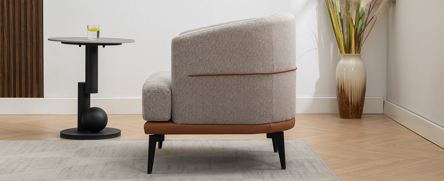 Modern Two-tone Burnt Orange Barrel Fabric Chair