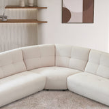 113" Beige Lamb Fabric Corner Sectional