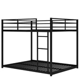 Full over Full Metal Bunk Bed, Low Bunk Bed with Ladder, Black(Old SKU:MF197034AAB)