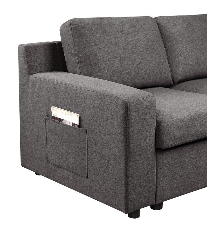 Waylon Gray Linen 7-Seater U-Shape Sectional Sofa Chaise with Pocket