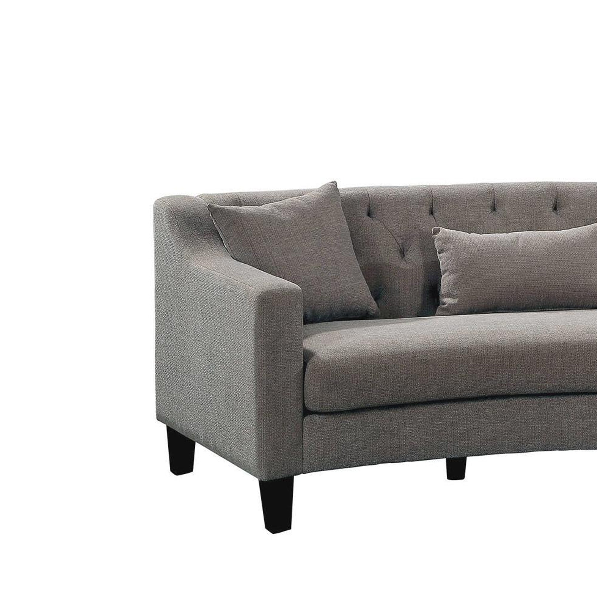 Gray Fabric Sloped Arms Curved Sectional Sofa