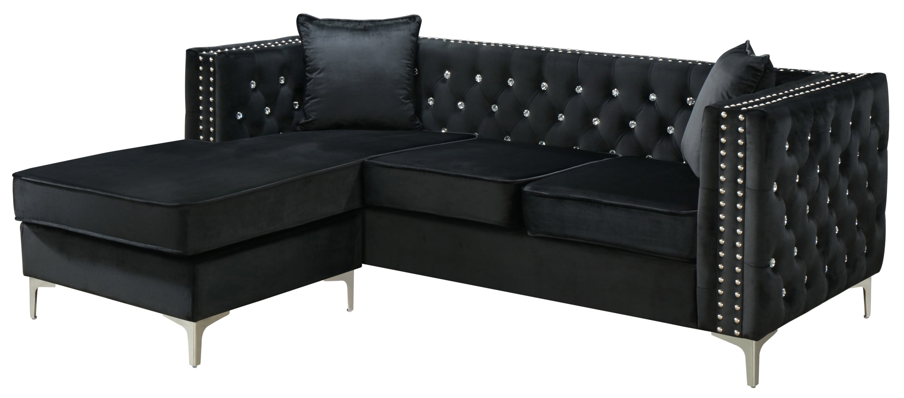 Glory Furniture Paige G828B-SC Sofa Chaise , BLACK