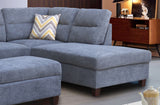 Diego Gray Fabric Sectional Sofa with Right Facing Chaise, Storage Ottoman, and 2 Accent Pillows