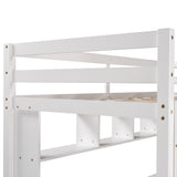 Twin Size Loft Bed with Convenient Desk, Shelves, and Ladder, White(Similar SKU:SM001302AAK)