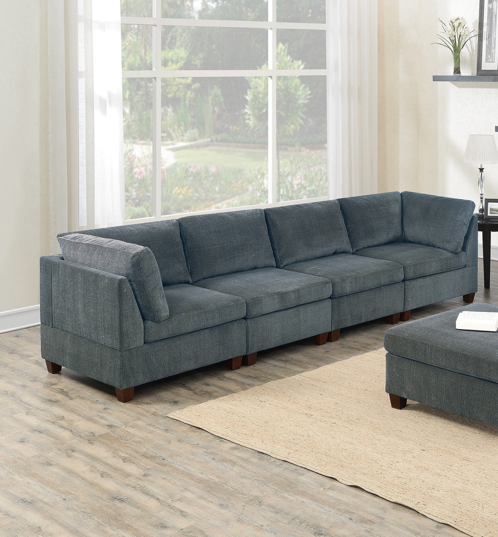 Grey Chenille Modular Sofa Set 8pc Set