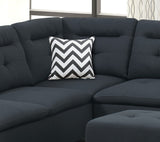 Black Cushion Sectional w Ottoman Linen Like Fabric