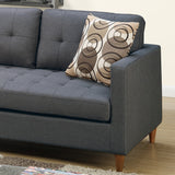 Linen-Like Fabric Reversible Sectional Sofa in Blue Grey