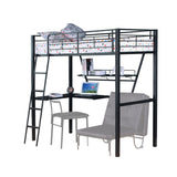 ACME Senon Loft Bed & Desk in Silver & Black 37275