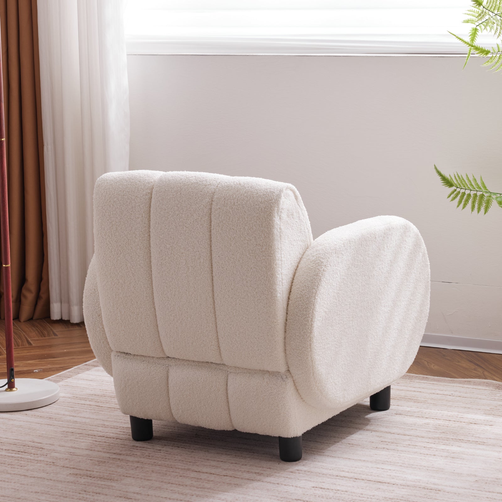 Modern Fabric Upholstered Armchair with Upholstered Reading Chair, Single Sofa, Living Room, Bedroom, Bed, Office Lounge Club Chair, Teddy Velvet