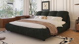 King Size Luxury Upholstered Platform Bed with Oversized Padded Backrest and Solid Wood Frame,suitable for Multiple heights of mattresses,Black(Old Sku:W1885S00017)