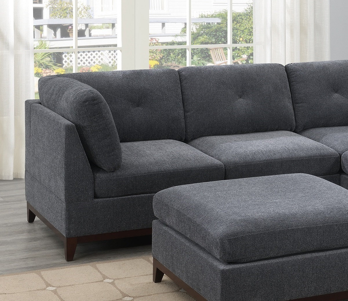 Ash Grey Chenille Fabric Modular Sectional 6pc