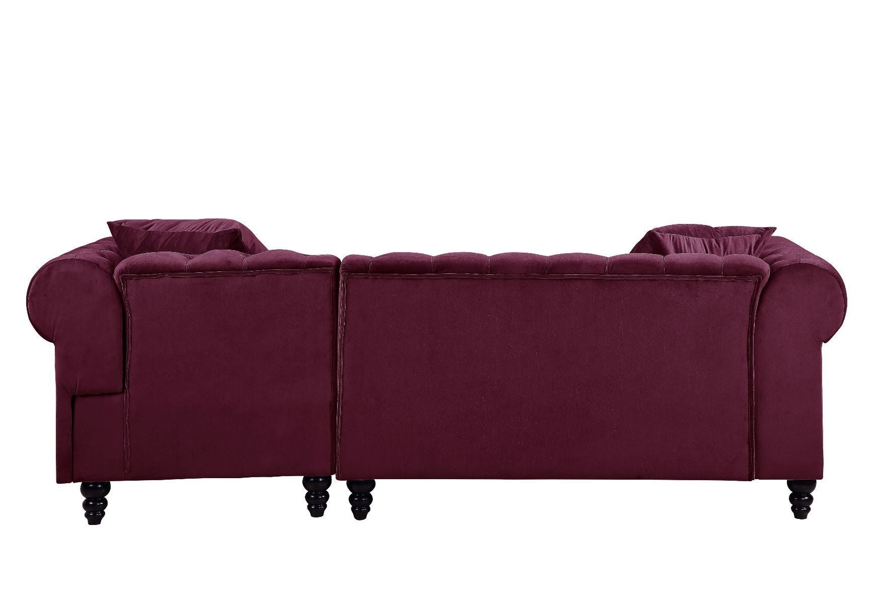 Adnelis Sectional Sofa w/2 Pillows, Red Velvet
