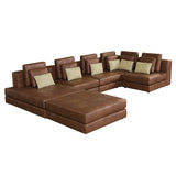 112.7" Modular Sectional Sofa Corner Sofa Chaise Lounge with Movable Ottoman for Living Room, Brown