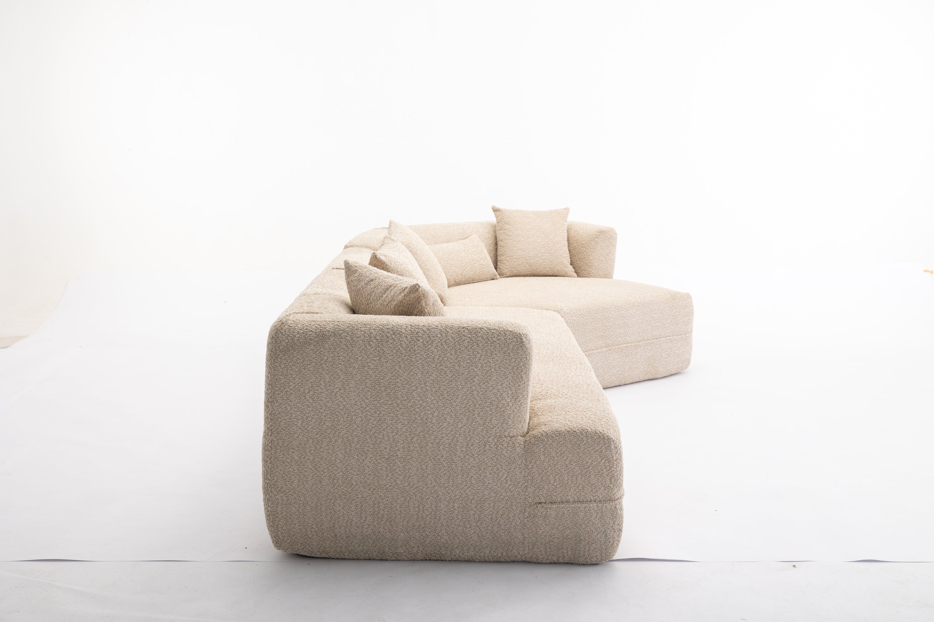 Modular Sectional Living Room Sofa Set, Modern Minimalist Style Couch, Upholstered Sleeper Sofa for Living Room, Bedroom, Salon, 2 PC Free Combination ,Anti-wrinkle,Boucle fabric,Light Brown