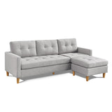 87 In Light Grey Reversible Sectional Sofa with Ottoman