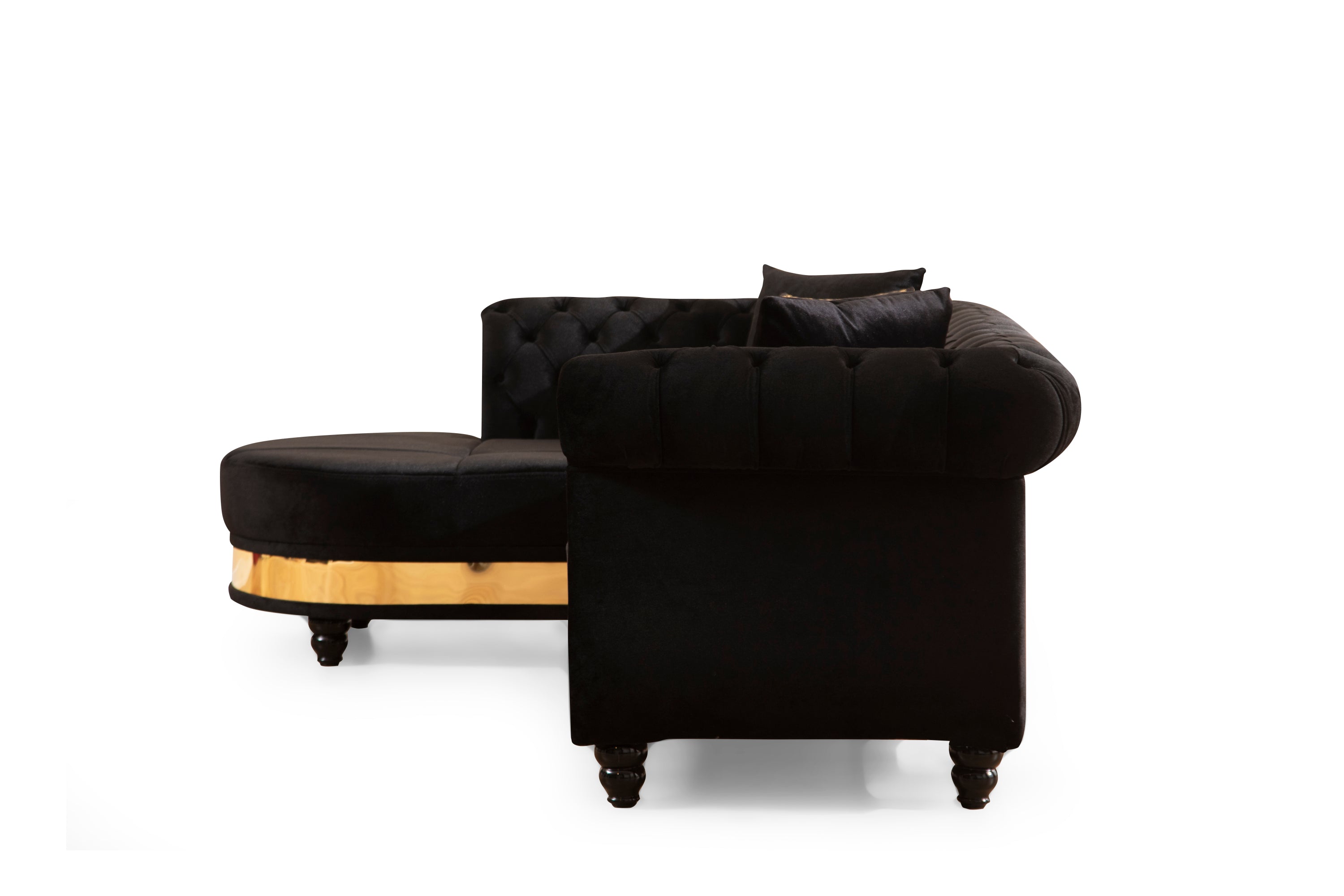 Julia Sectional Black Velvet Fabric