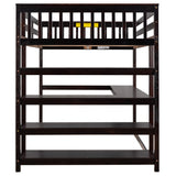 Full Size Loft Bed with Storage Shelves and Under-bed Desk, Espresso(OLD SKU:SM000246AAP-1)