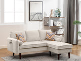 Mia Beige Sectional Sofa Chaise with USB Charger & Pillows