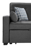 William Modern Gray Fabric  Sleeper Sofa with 2 USB Charging Ports and 4 Accent Pillows