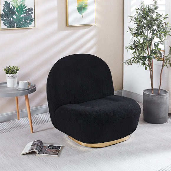 Modern Velvet Swivel Accent Chair, Swivel Barrel Chair with Gold Finish Stainless Steel Base