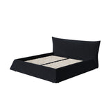 King Size Upholstered Platform Bed with Special Shaped Velvet  Headboard, Metal & Solid Wood Frame,Black