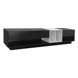 ON-TREND Sleek and Stylish TV Stand with Perfect Storage Solution, Two-tone Media Console for TVs Up to 80'', Functional TV Cabinet with Versatile Compartment for Living Room, Black