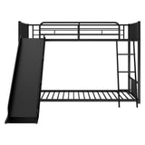 Metal Bunk Bed with Slide, Twin over Twin, Black