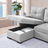 91' Light Grey Pull-Out Sleeper Bed Reversible Sleeper Sectional