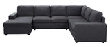 Dakota Sectional Sofa with Reversible Chaise in Dark Gray Linen
