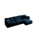 Free Combination Comfy Upholstery Modular Oversized L Shaped Sectional Sofa With Reversible Ottoman, Blue Chenille