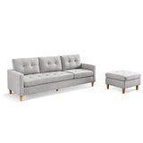 87 In Light Grey Reversible Sectional Sofa with Ottoman