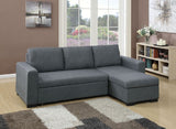 Blue Grey Reversible Chaise Storage Sofa Pull Out