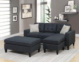 Black Reversible 3pc Sectional w/ Wood Legs