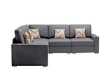 Nolan Gray Linen Fabric 5Pc Reversible Sectional Sofa with Pillows and Interchangeable Legs