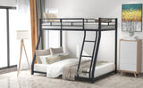 Metal Floor Bunk Bed, Twin over Full,Black