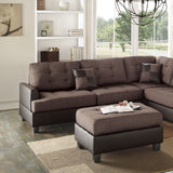 Chocolate Tufted Reversible 3pc Sectional