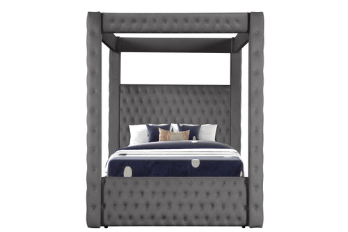 Monica luxurious Four-Poster Queen 4 Pc Bedroom Set Made with Wood in Gray