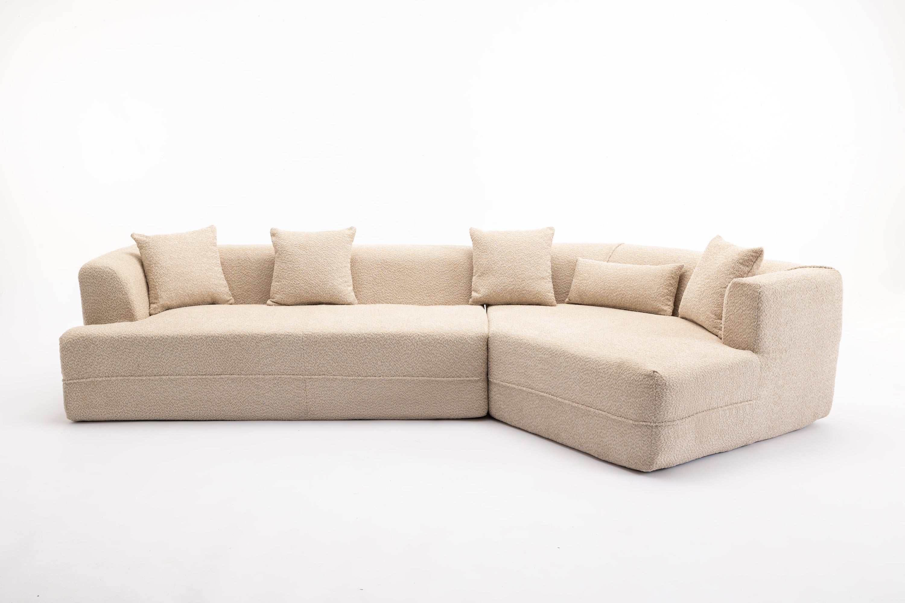 Modular Sectional Living Room Sofa Set, Modern Minimalist Style Couch, Upholstered Sleeper Sofa for Living Room, Bedroom, Salon, 2 PC Free Combination ,Anti-wrinkle,Boucle fabric,Light Brown